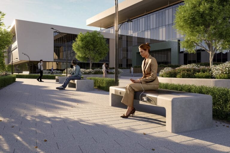 Exterieur 3d rendering openbare ruimte visualisatie