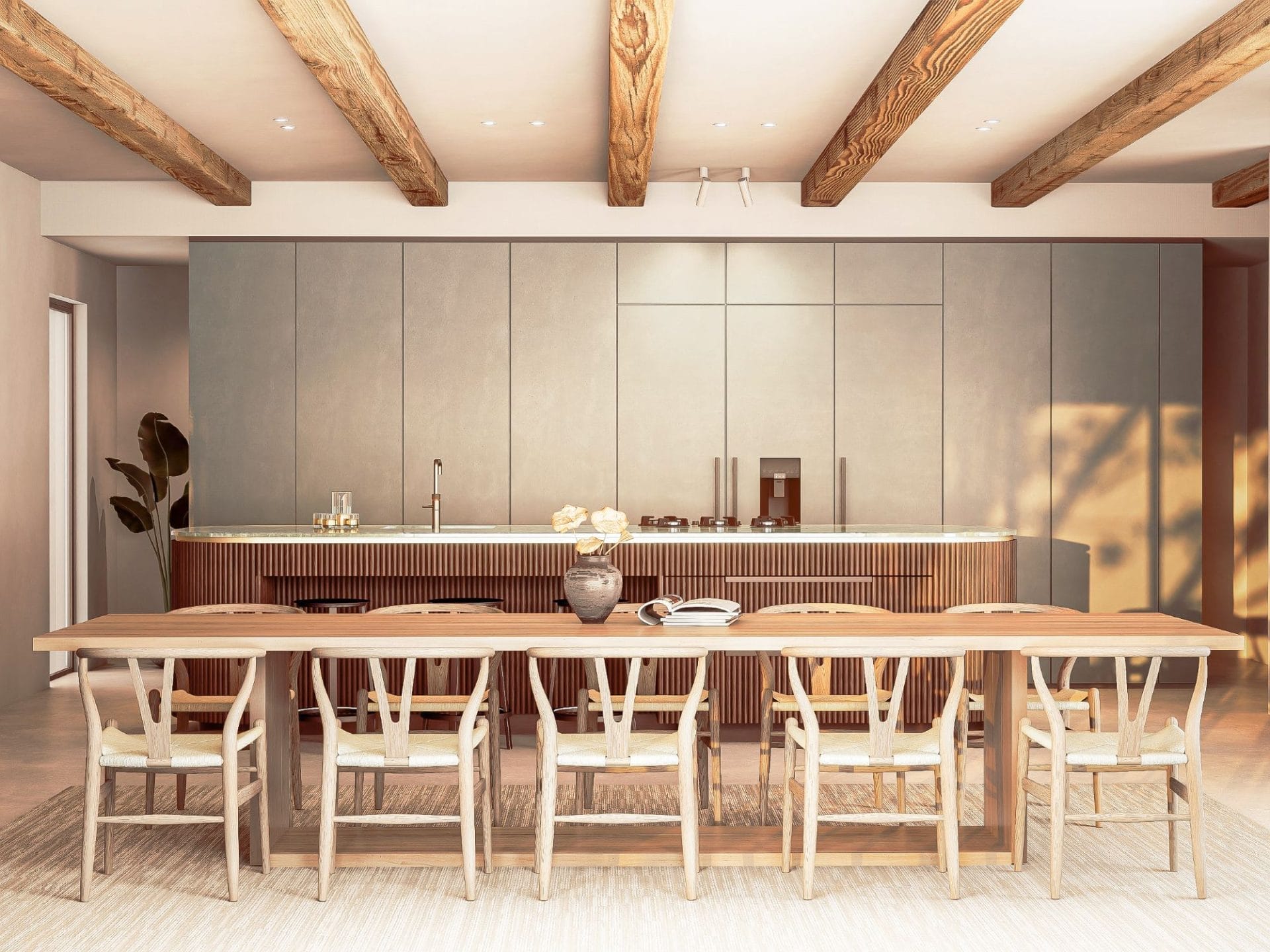 Ibiza interieur 3D visualisatie moderne keuken rendering impressie