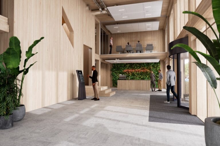 Kantoor 3d Visualisatie Entree Interieur Rendering Impressie