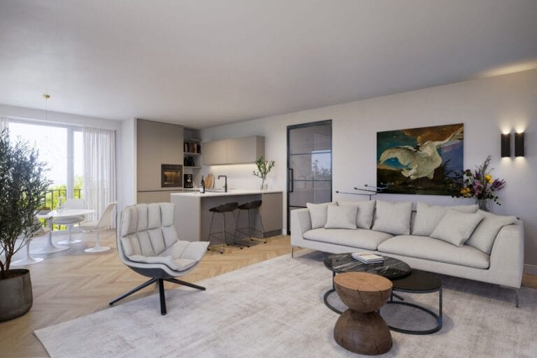 Nieuwbouw Appartement 3d Impressie Modern Interieur Visualisatie Rendering